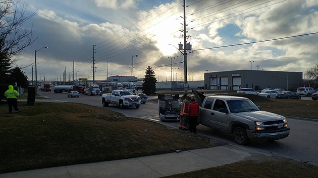 Towed Car Flips Over After Tow Trucks Hit Semi In Mississauga Insauga