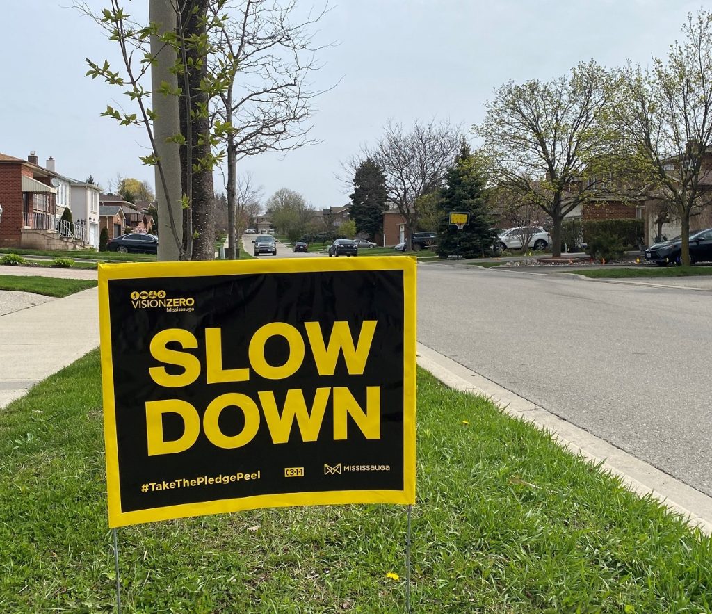 Signs and barricades tell drivers to slow down in Mississauga ...