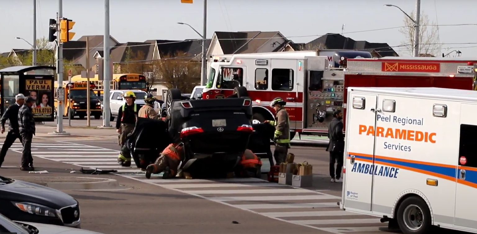 Rollover Crash In Mississauga Involves Multiple Vehicles | INsauga