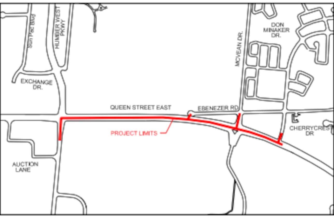 Parts Of Queen Street Down To Two Lanes For Construction Until Spring   Brampton Queen Street Closure Spring 2024 