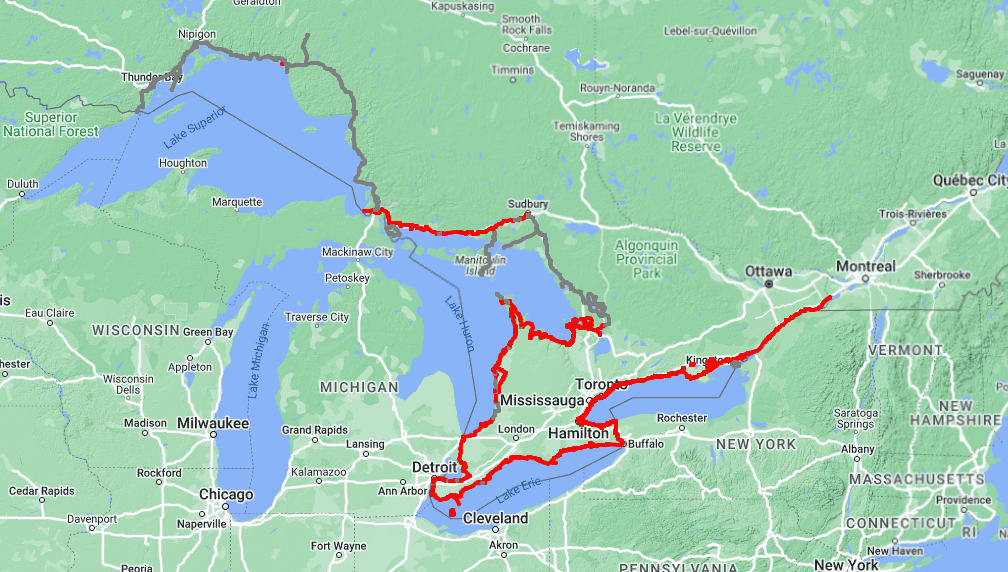 Great Lakes Waterfront Trail map