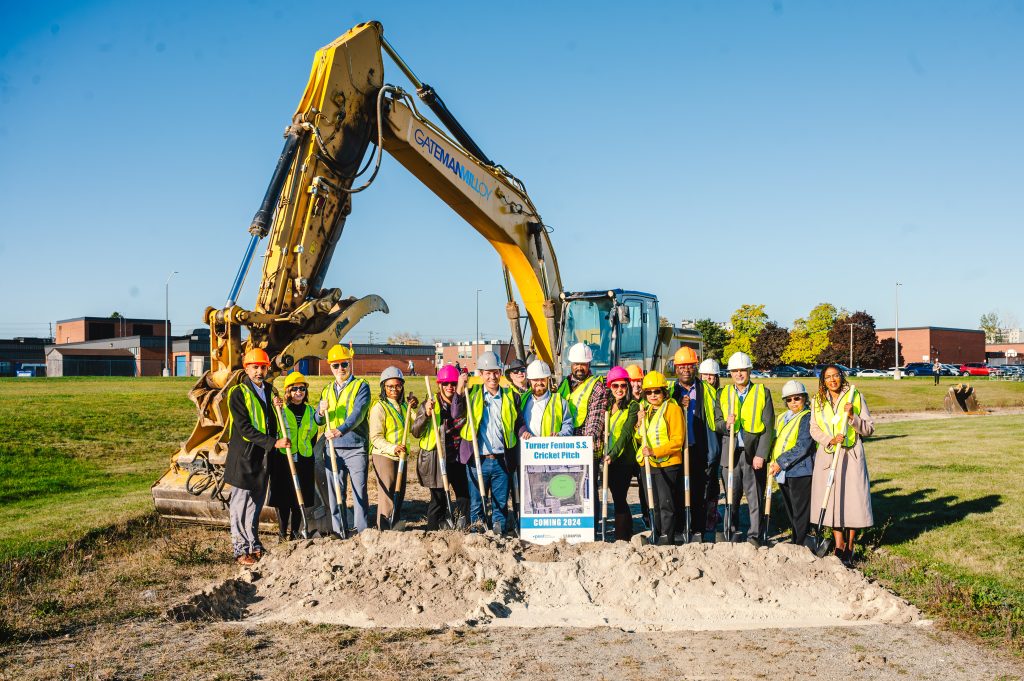 Crews break ground on new artificial cricket pitch at Turner Fenton ...