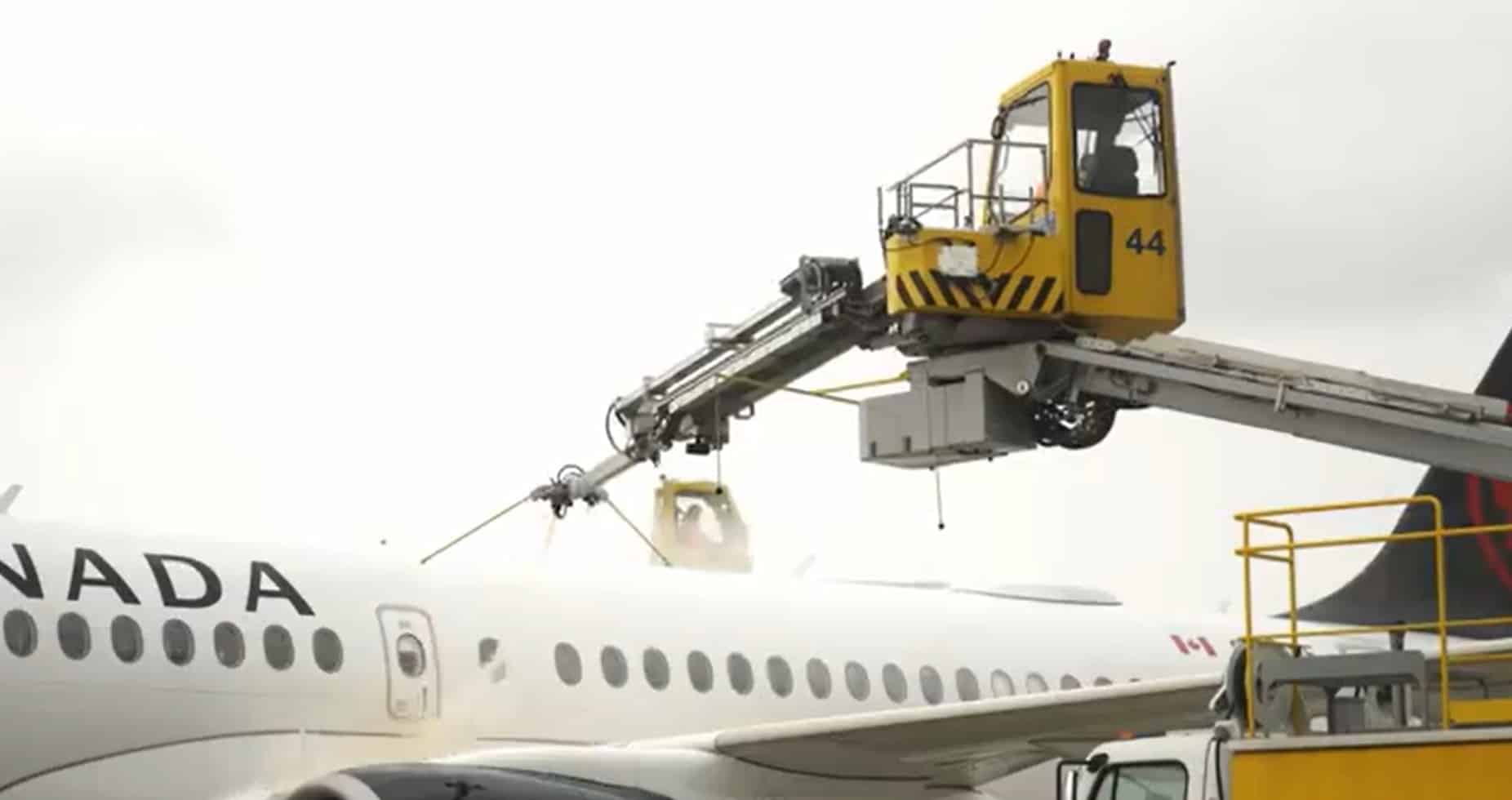 De-icing planes at Pearson Airport