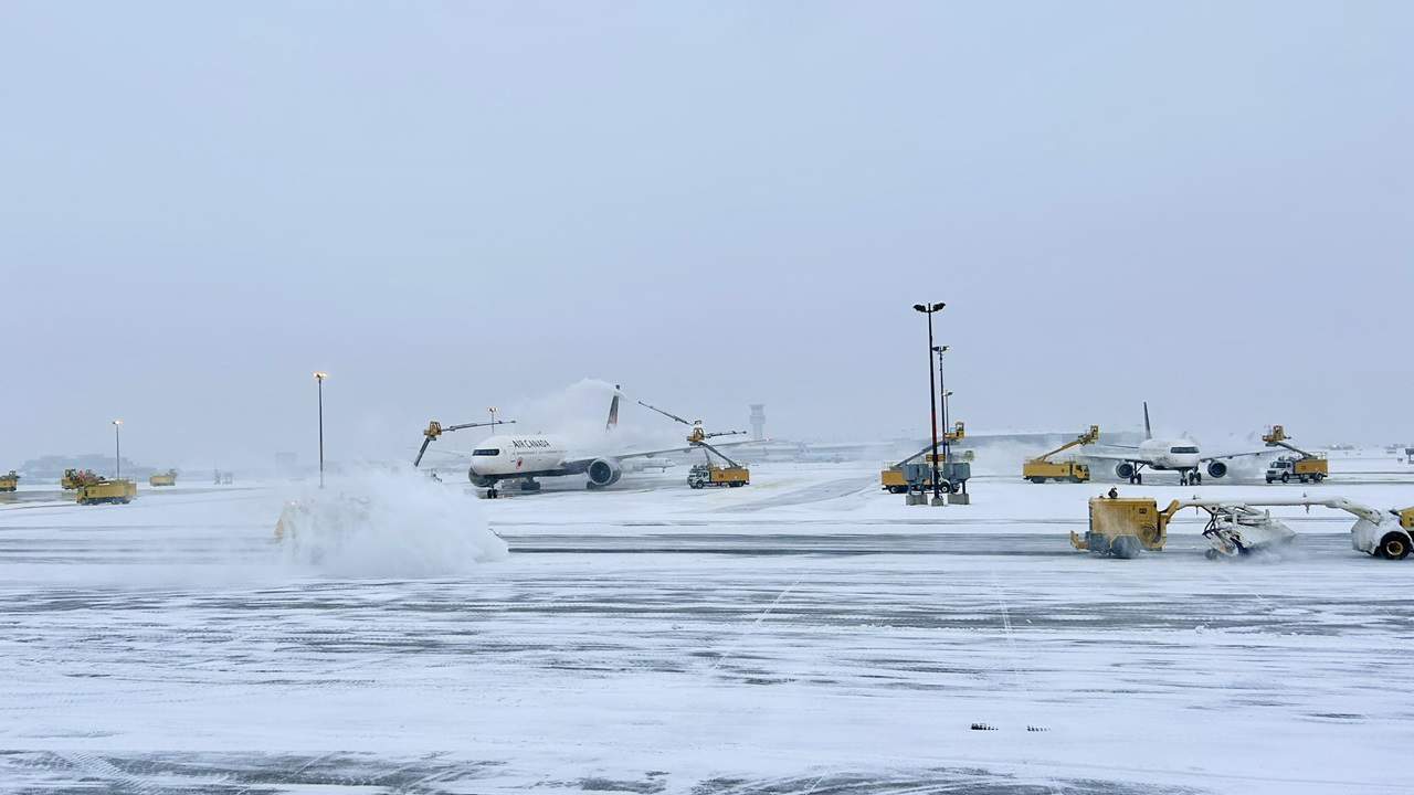 Cancelled flights at Pearson Airport in Mississauga.