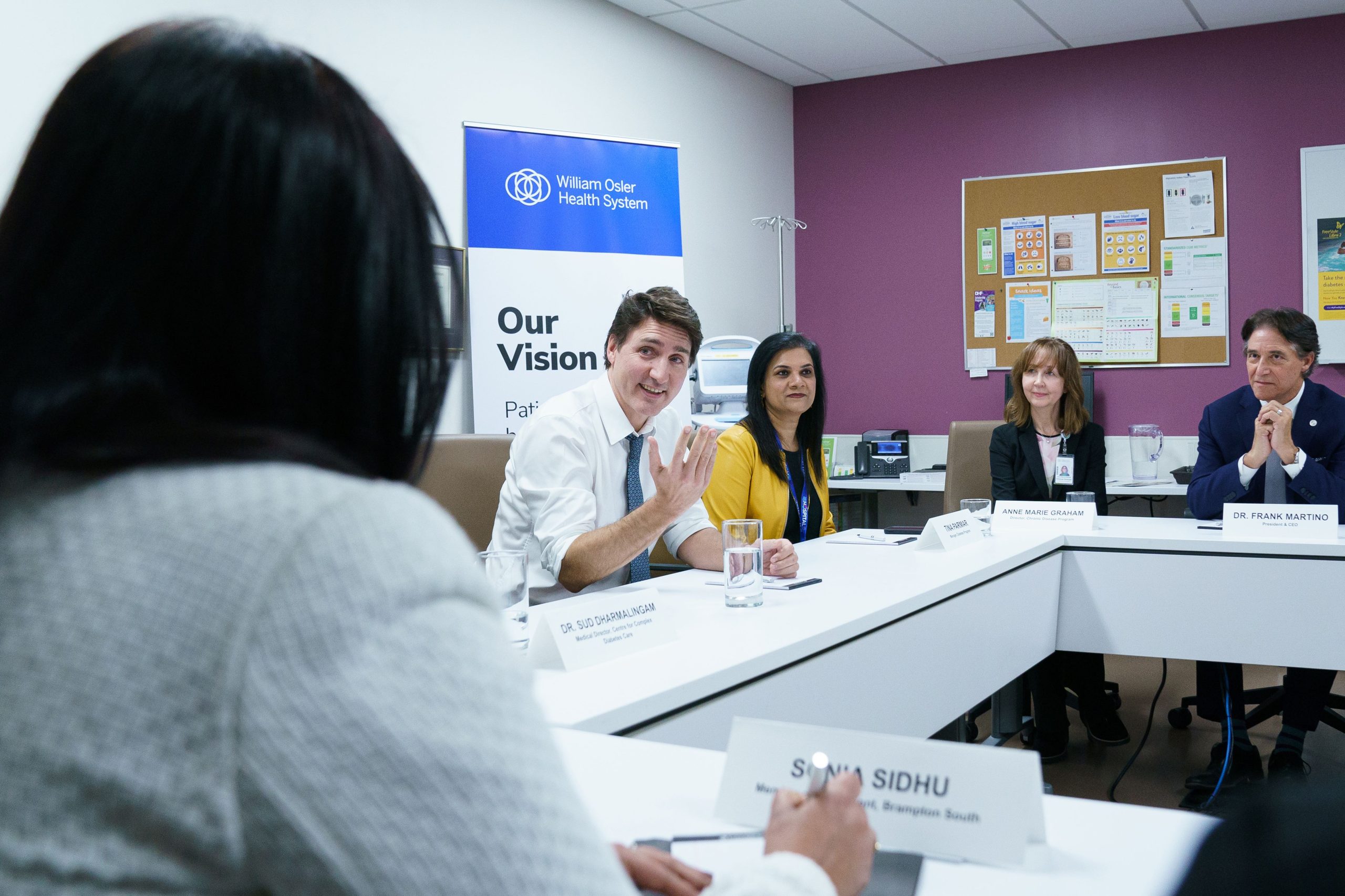 Prime Minister Justin Trudeau and Brampton MP Sonia Sidhu stopped at Brampton’s Peel Memorial Centre on March 7, 2024. (Photo: William Osler Health System)
