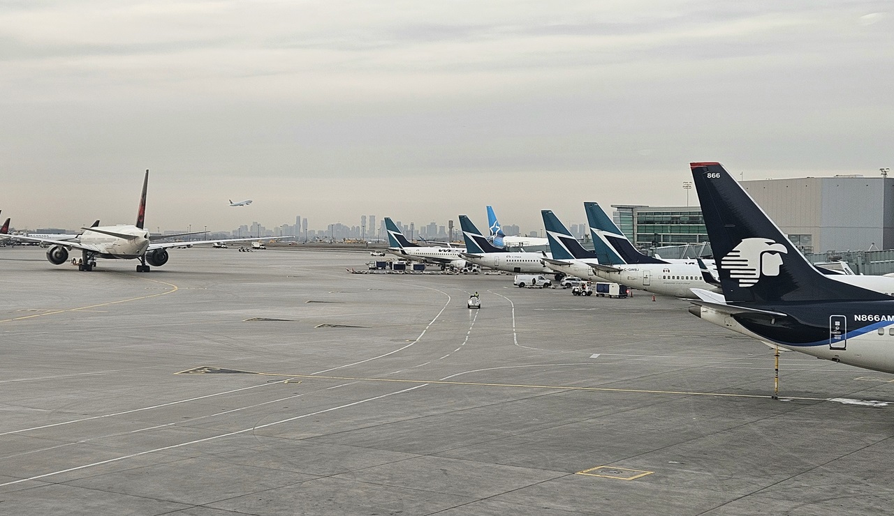 Major airline strike causes delays at Pearson Airport in Mississauga and elsewhere.