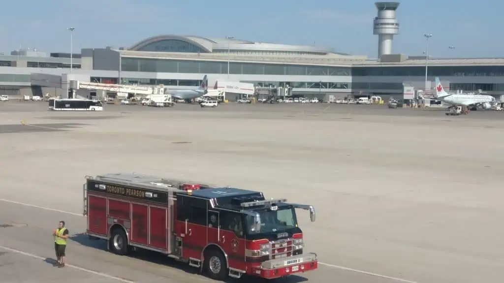 Fire drill at Pearson Airport in Mississauga.