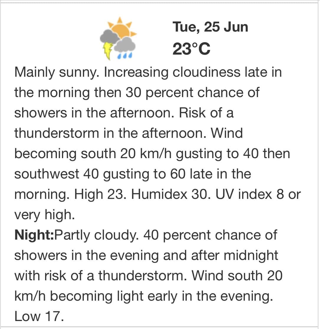 Ontario, Mississauga, weather, forecast, Enviornment Canada, sunny, clouds, showers, thunderstorm, wind 