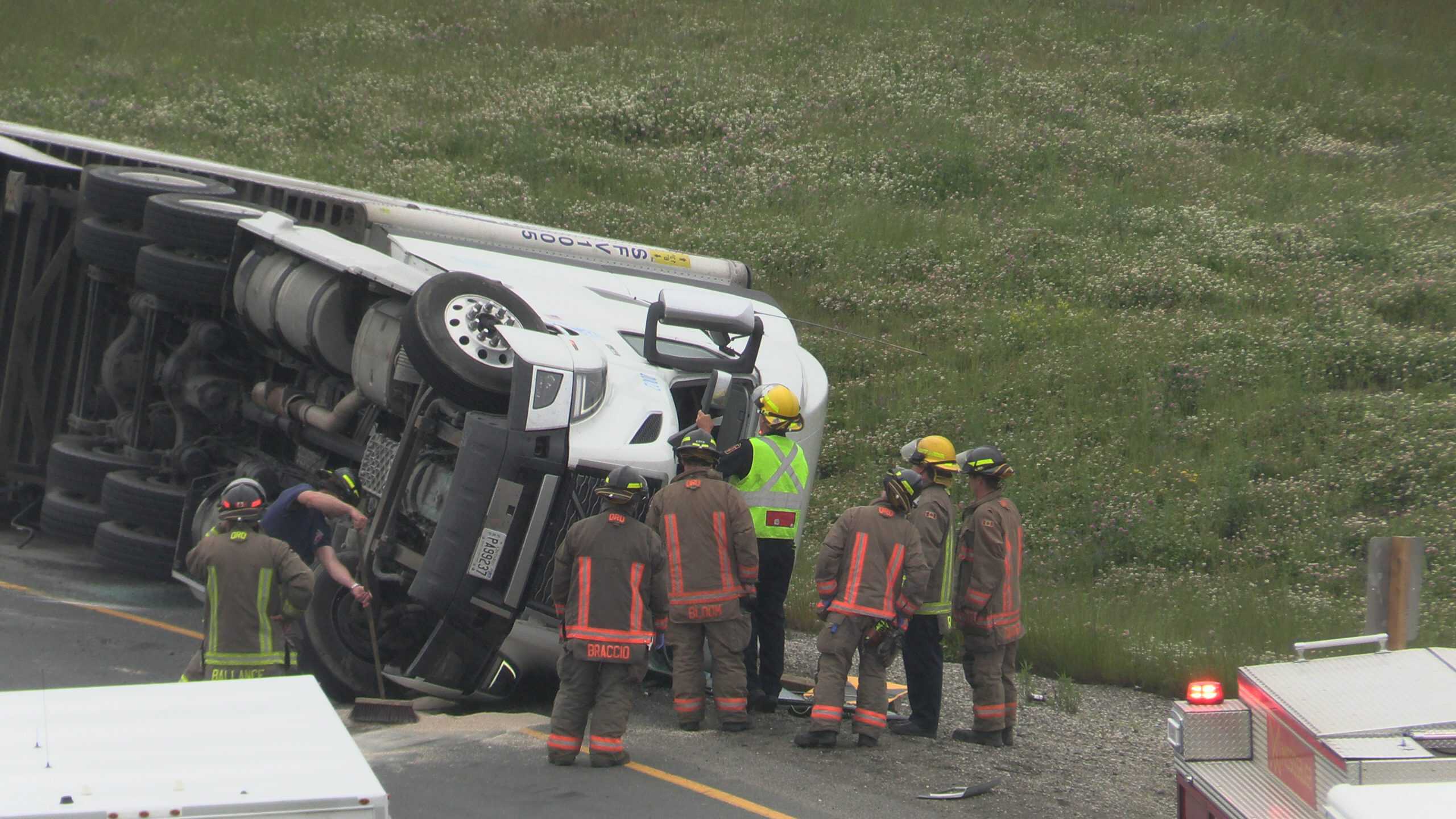Road closures as truck rolls over in Mississauga