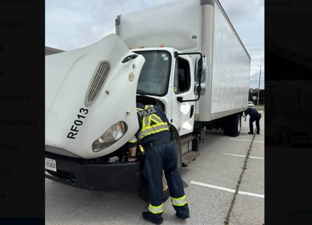 Police check unsafe trucks in Mississauga.