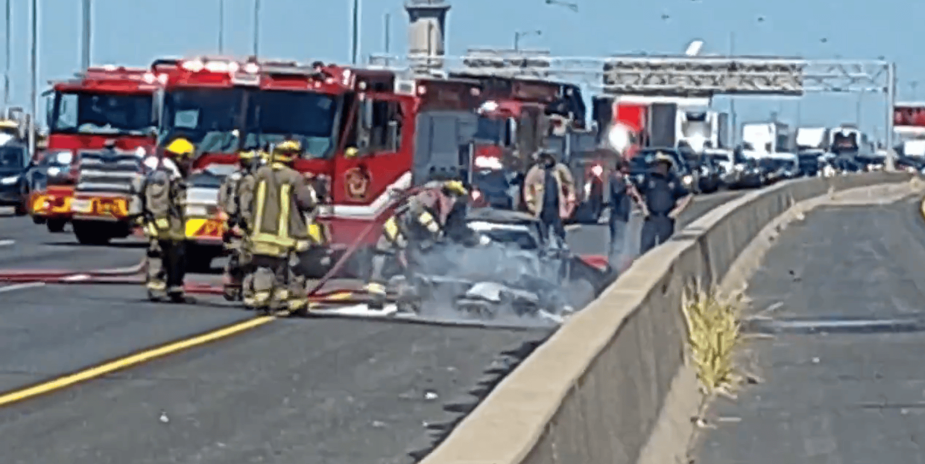 A car that caught fire on Highway 401 in Mississauga this afternoon has caused major traffic delays and the closure of several lanes.