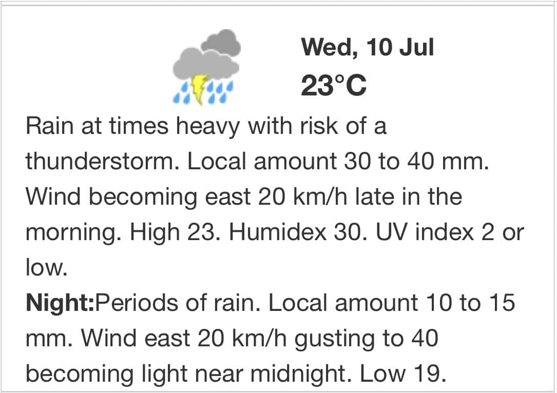 Ontario, Mississauga, weather, forecast, rain, downpour, thunderstorms, rainfall warning