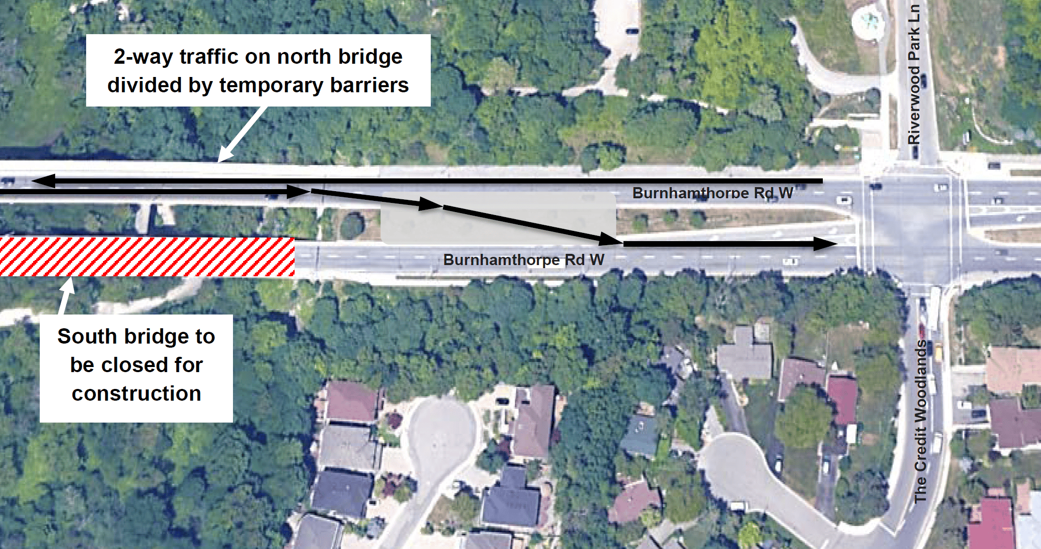 burhamthorpe road west bridge lane closures mississauga construction