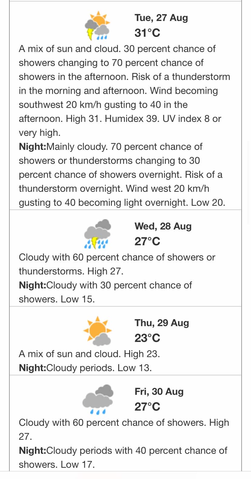 aug 27 weather ontario