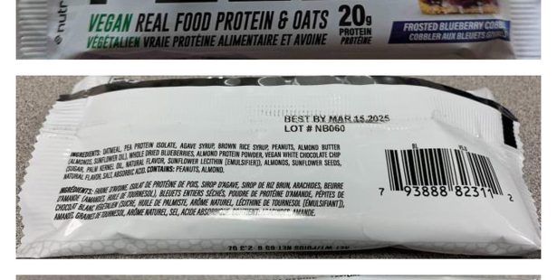 Recall for vegan bars over undeclared milk in Canada