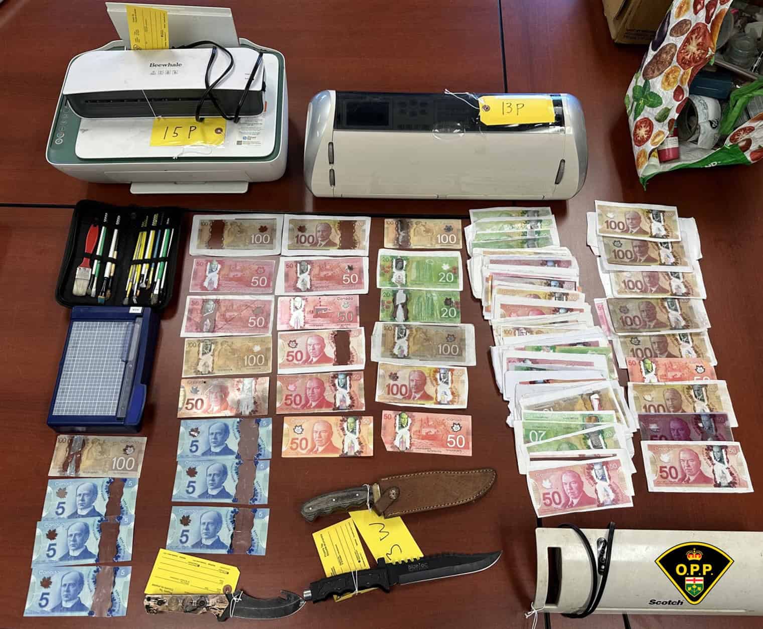 Counterfeit money bust in Ontario.