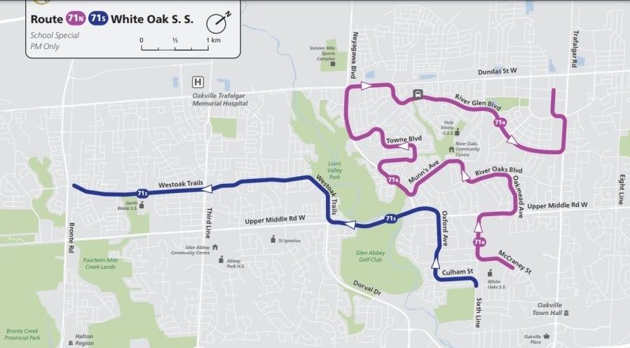 Ontario, Oakville, Oakville Transit, School Route 19, bus, schedule