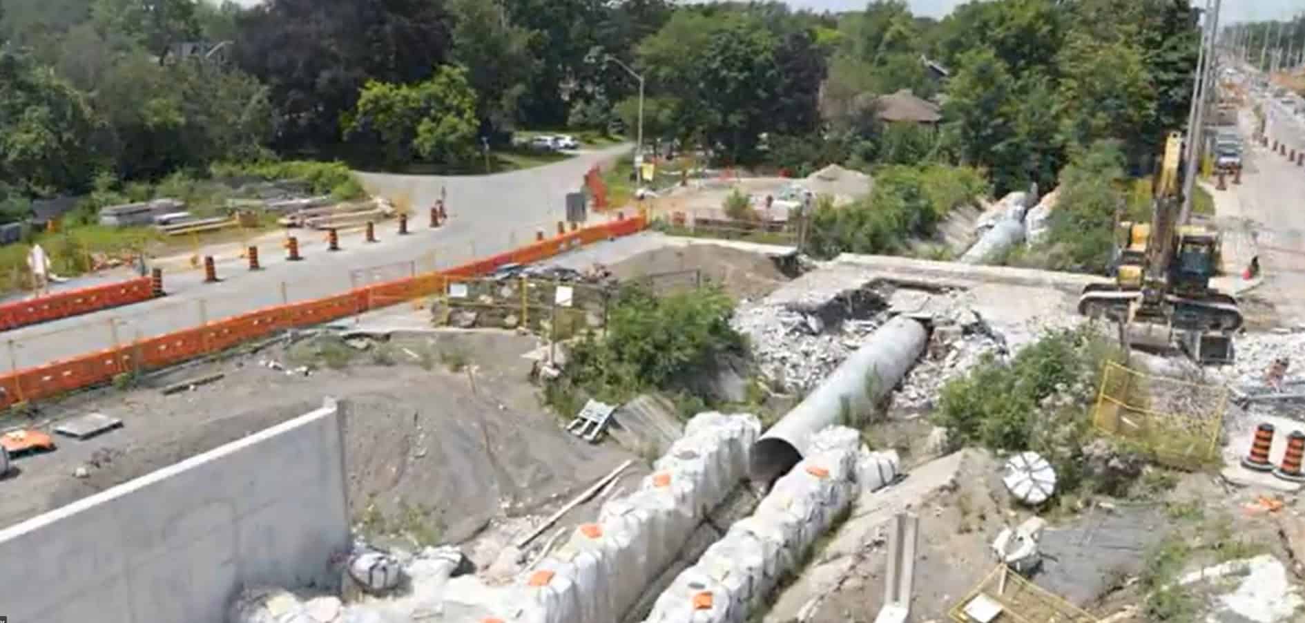 Hazel Line bridge demolition in Mississauga.