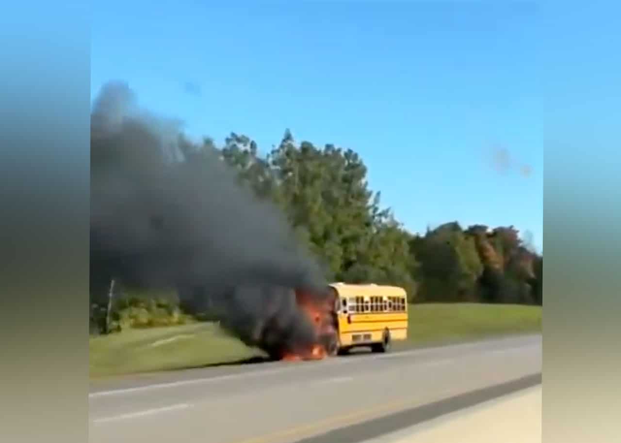 school bus fire ontario highway 401