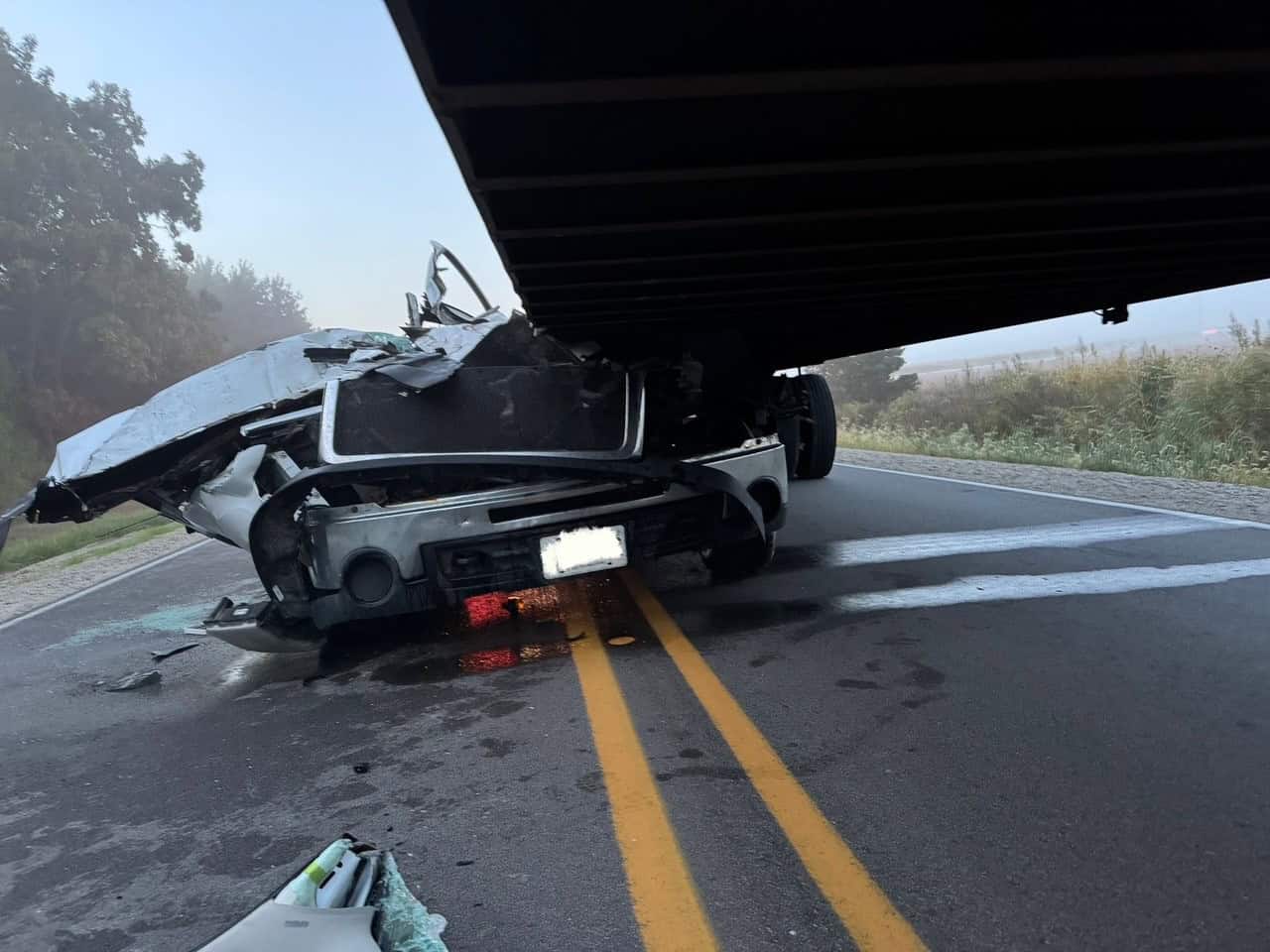 pickup destroyed Ontario crash