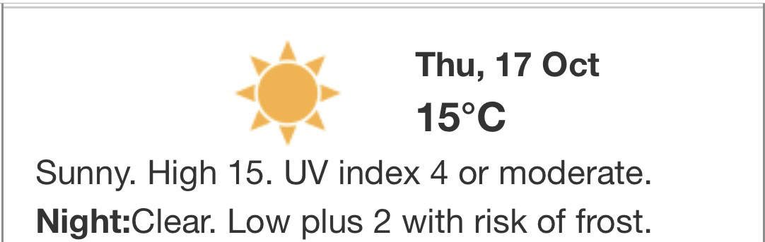 Ontario, Mississauga, Environment Canada, weather, forecast, sunny, frost, cool temperatures