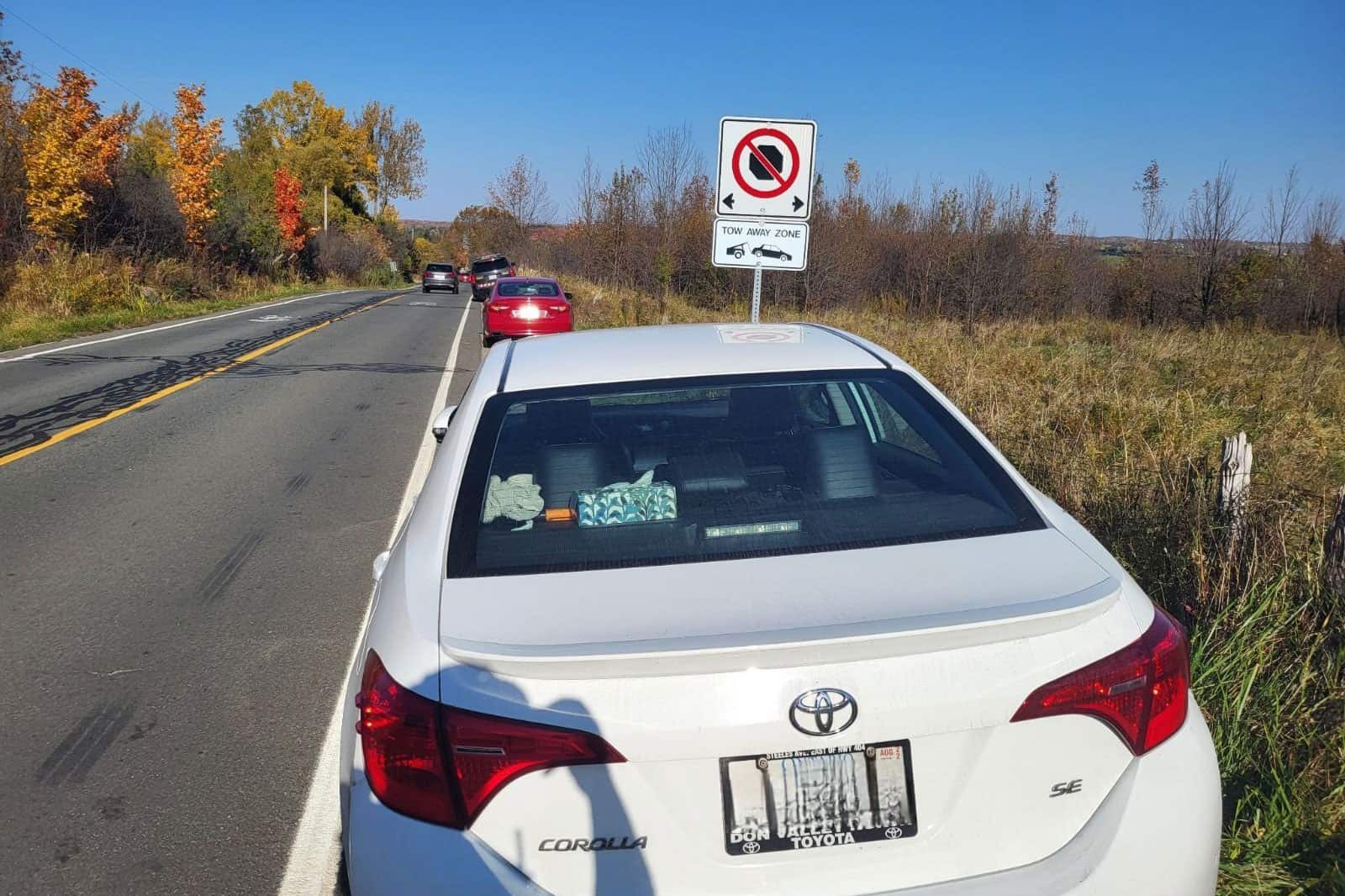 towed cars fall colours caledon