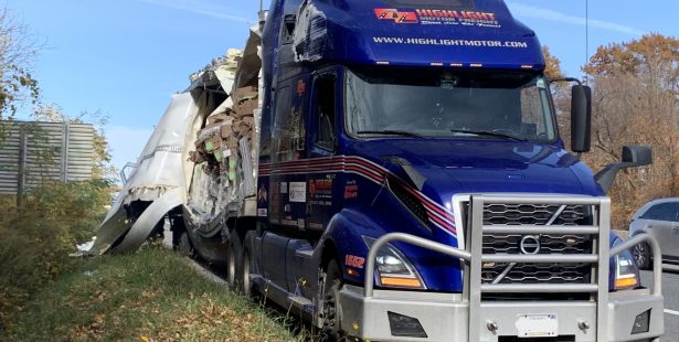 Impaired trucker hits overpass making mess of Ontario highway, police say