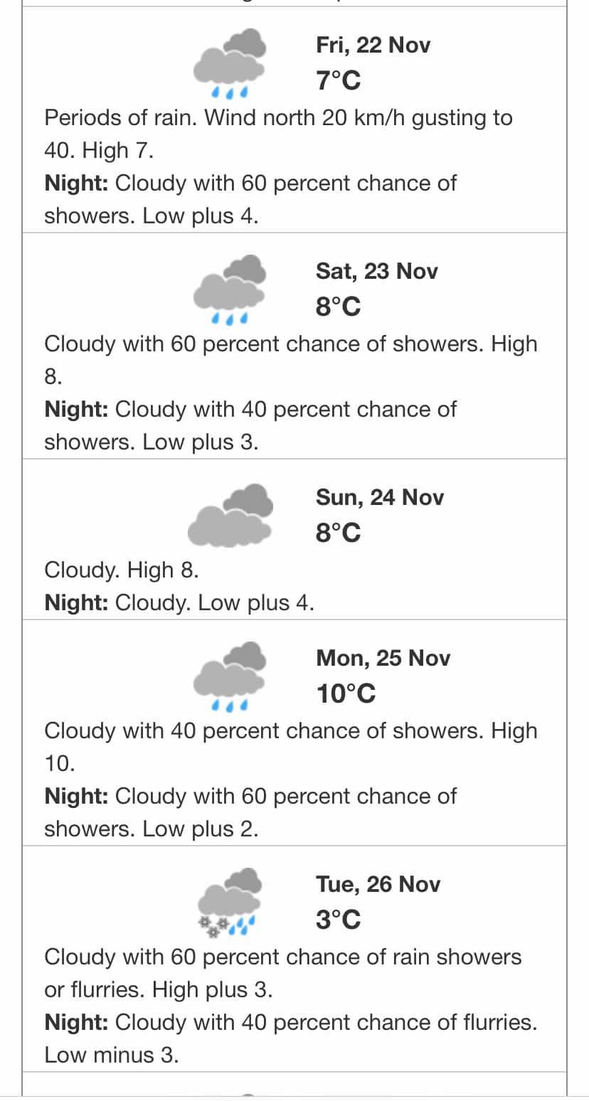 weather ontario november 23